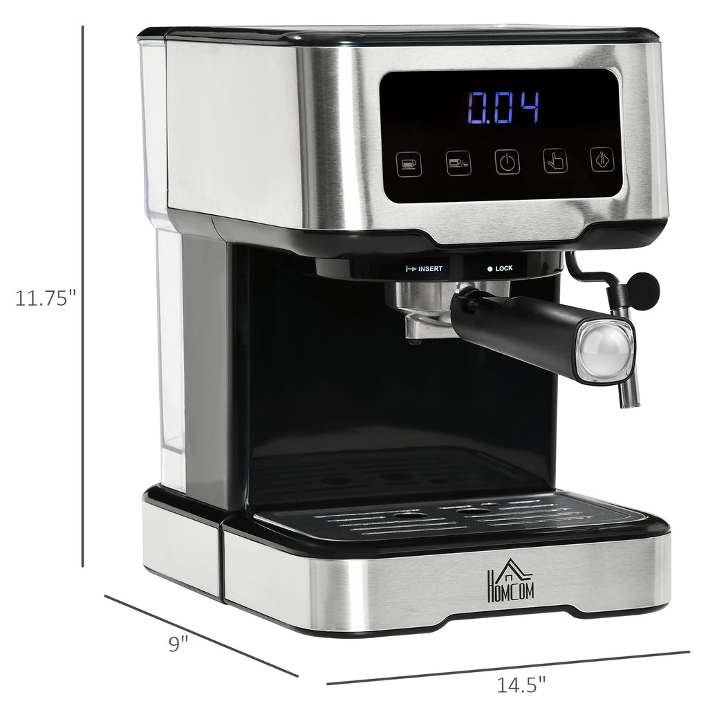 Espresso Machine with Milk Frother Wand, 15-Bar Pump Coffee Maker with 1.5L Removable Water Tank for Espresso, Latte and Cappuccino