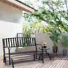 Patio Glider Bench Outdoor Swing Rocking Chair Loveseat with Power Coated Sturdy Steel Frame, Black