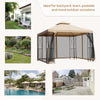 10' x 10' Steel Outdoor Patio Gazebo Canopy with Privacy Mesh Curtains, Weather-Resistant Roof, & Storage Trays