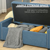Nailhead Trim Upholstered Flip Top Storage Bench, Fabric Ottoman for Bedroom, or Living room, Blue