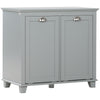 Tilt-Out Laundry Sorter Cabinet, Bathroom Storage Organizer with Two-Compartment Tilt-Out Hamper, Gray