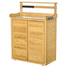 Wooden Potting Bench 3-Tier Storage Cabinet Work Station Table Lockable Organizer with Magnetic Latch Hooks Foot Pads 34.25"L Yellow
