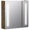 LED Lighted Medicine Cabinet with Mirror, Wall Mounted Dimmable Bathroom Cabinet with 3-Tier Storage Shelves, Smart Touch, Rustic Brown