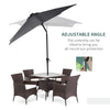 9' x 7' Patio Umbrella Outdoor Table Market Umbrella with Crank, Solar LED Lights, 45Â° Tilt, Push-Button Operation, for Deck, Dark Grey