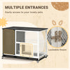 Indoor Rabbit Hutch Furniture with Wheels, Bunny Cage, Side Table with Removable Tray, 38" L x 22" x 29.5", Black