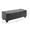 50.5" Faux Leather Rectangular Tufted Storage Ottoman for Living Room, Entryway, or Bedroom, Black