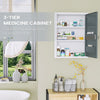 Wall Medicine Cabinet with Lock, Hanging Medical Cabinet, First Aid Wall Cabinet for Bathroom Kitchen, White and Grey