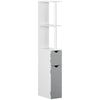 Tall Bathroom Storage Cabinet with 2 Open Shelves and 2 Door Cabinets, Freestanding Linen Tower, Grey