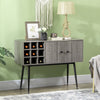 Buffet Cabinet, Sideboard Storage Cabinet with 9-Bottle Wine Rack and Adjustable Shelf for Home Bar, Distressed Grey