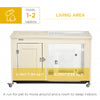 Rabbit Hutch Indoor Bunny Cage Furniture on Wheels with Pull Out Tray, Openable Top, Natural, 37.5" x 21" x 24.5"