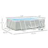 11ft x 7ft x 32in Steel Frame Pool with Filter Pump, Outdoor Rectangular Frame Above Ground Swimming Pool, Light Grey