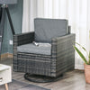 Outdoor 360Â° Swivel PE Wicker Lounge Armchair with Thick Soft Padded Cushions & Strong Steel Frame, Grey