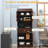 72" Kitchen Buffet with Hutch, Freestanding Pantry Cupboard with Utility Drawer, 2 Door Cabinets and Countertop, Brown