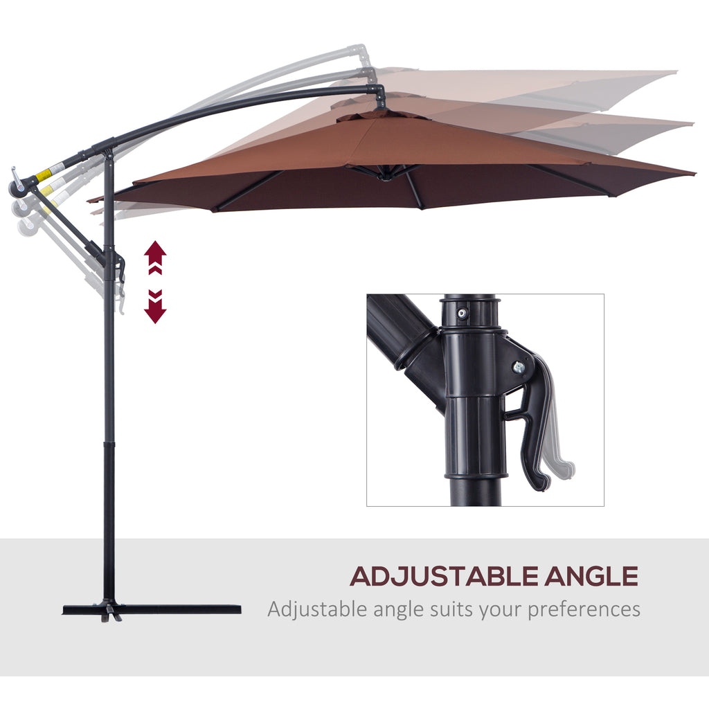 10 hanging patio umbrella brown colors Costway 10' Thatched Cantilever Offset w/ Cross Base 55647563 New poolside lounging HOMLUX 10' Patio Umbrella in