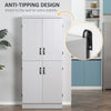 70" Kitchen Pantry Storage Cabinet, 6-tier Freestanding Cupboard with Adjustable Shelves and 4 Doors for Dining Room, Gray