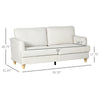 3-Seater Sofa Couch, 71" Modern Linen Fabric Sofa with Rubber Wood Legs and Slatted Frame, Cream White