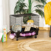 2-Tier Hamster Cage, Small Animal Habitat for Rats, Gerbils, Mesh Wire Ventilated Enclosure with Exercise Wheel, Water Bottle, and Food Dishes