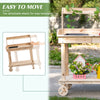 36'' Wooden Potting Bench Work Table with 2 Removable Wheels, Sink, Drawer & Large Storage Spaces, Natural