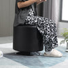 360° Swivel Foot Stool Round PU Ottoman with Thick Sponge Padding and Solid Steel Base, Black