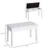 Traditional Country Birchwood Faux Leather Padded 2 Person Piano Bench, White