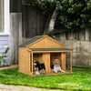 PawHut Wooden Dog House Outdoor for 2 Medium Small Dogs with Porch