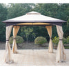 10' x 10' Outdoor Gazebo with Mesh Netting Sidewalls for Shade, Patio Gazebo Canopy with 2-Tier Soft Top Roof and Steel Frame for Lawn