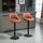Modern Bar Stools Set of 2 Swivel Bar Height Barstools Chairs with Adjustable Height, Round Heavy Metal Base, and Footrest, Brown