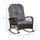 Outdoor Wicker Rocking Chair with Widen Seat, Thickened Cushion, Rattan Rocker with Steel Frame, High Weight Capacity for Garden, Grey