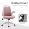 Linen-Touch Fabric Office Desk Chair Swivel Task Chair with Adjustable Lumbar Support, Height and Flip-up Padded Arms, Pink