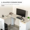 L-Shaped Computer Desk with Open Shelf and Storage Cabinet, Corner Writing Desk with Adjustable Shelf, Natural / White