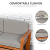 5 Seater L Shaped Patio Furniture Set, Wood Outdoor Sectional Sofa Conversation Set with Coffee Table and Cushions for Garden, Grey