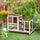Wooden Rabbit Hutch Elevated Bunny Cage Indoor Small Animal Habitat with Enclosed Run, Wheels, Ramp, Removable Tray for Guinea Pigs, Brown