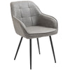 Modern Style Dining Chair Back Accent Chair with PU Leather Upholstery and Metal Legs for Living Room, Light Grey