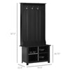 Classic Hall Tree, Accent Coat Tree with Shoe Storage Bench, Adjustable Shelves, 31.5" x 15.5" x 67.5", Black