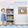 Kids Storage Cabinet 3 Shelves Anti-toppling Toy Storage Organizer Children Bookcase Book Rack for Children's Play Room/Bedroom, Grey