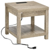 End Side Table with Charging Station, 2 USB Ports and 3 Outlets for Living Room, Bedroom, 17.75"x17.75"x17.75", Gray
