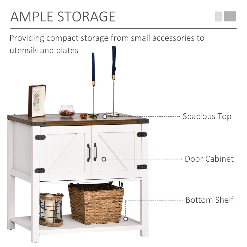 2-Door Free Standing Storage Cabinet with Bottom Shelf  Kitchen Cupboard  Entryway Storage Cabinet- White