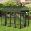 Outdoor Dog Kennel, Lockable Pet Playpen Crate, Welded Wire Steel Fence, with Water-, UV-Resistant Canopy, Rotating Bowl Holders, Door
