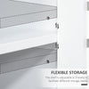 Modern Media Console Cabinet with Slat Double Doors, Enclosed Adjustable Shelf and Open Bottom Shelf, White