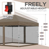 10' x 10' Pop Up Canopy with Sidewalls, Mesh Screen, Easy Up Height Adjustable Party Tent, Oxford Outdoor Event Shelter with Wheeled Bag, Khaki