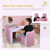 Kids Sofa 2-in-1 Multi-Functional Table Chair Set 2 Seat Couch Storage Box Soft Sturdy Pink