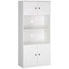 71" Kitchen Buffet with Hutch, Pantry Storage Cabinet with Shelves, Open Microwave Countertop for Dining Room, Living Room, White