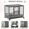 Heavy Duty Dog Cage Metal Kennel and Crate Dog Playpen with Lockable Wheels, Slide-out Tray, Food Bowl and Double Doors