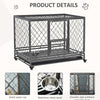 Heavy Duty Dog Cage Metal Kennel and Crate Dog Playpen with Lockable Wheels, Slide-out Tray, Food Bowl and Double Doors