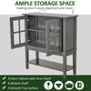 Coffee Bar Cabinet, Modern Sideboard Buffet Cabinet, Kitchen Cabinet with 2 Glass Doors, Adjustable Inner Shelving and Bottom Shelf, Grey