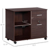 Lateral File Cabinet with Wheels, Mobile Printer Stand with Open Shelves and Drawers for A4 Size Documents, Walunt