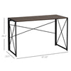 Folding Computer Writing Desk with Metal Frame for Home Office , 47.25"x23.5"x29.5", Brown