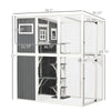 Outdoor Cat House, Walk in Wooden Catio with PVC Weather Protection Roof, Multiple Platforms, Resting Condo, Enter Doors, Observation Window, for 2 Cats