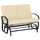 Patio Glider Bench with Padded Cushions and Armrests, Outdoor 2-Person Swing Rocking Chair Loveseat with Sturdy Frame, Beige