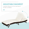 Wicker Chaise Patio Lounge Chair, 5 Position Adjustable Backrest and Cushions Outdoor PE Rattan Wicker Lounge Chair - Black / Cream